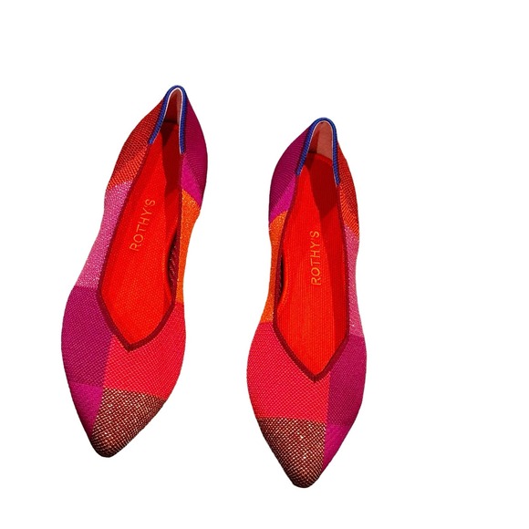 Rothy's The Point Ballet Flat Plaid Metallic Pomegranate Size W10.5 NWOT - Picture 7 of 12